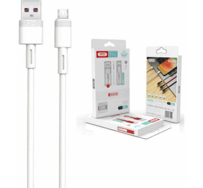 XO Дата кабель USB 2.0 AM to Micro 5P 1.0m 5A white XO (NB166-M-1-WH)
