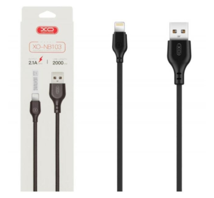 XO Дата кабель USB 2.0 AM to Lightning 2.0m 2.1A black XO (XO-NB-103-L-2-BK)