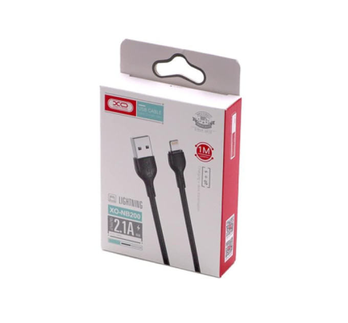 XO Дата кабель USB 2.0 AM to Lightning 1.0m 2.1A black XO (XO-NB200-L-1-BK)