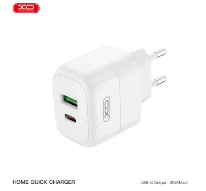 XO Зарядний пристрій XO 1xUSB QC3.0 + 1xUSB-C PD20W (XO-QC37)