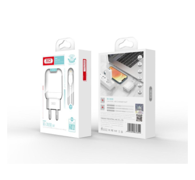XO Зарядний пристрій XO 2xUSB 2.4A + cable USB to Lightning white (L78-L-WH)
