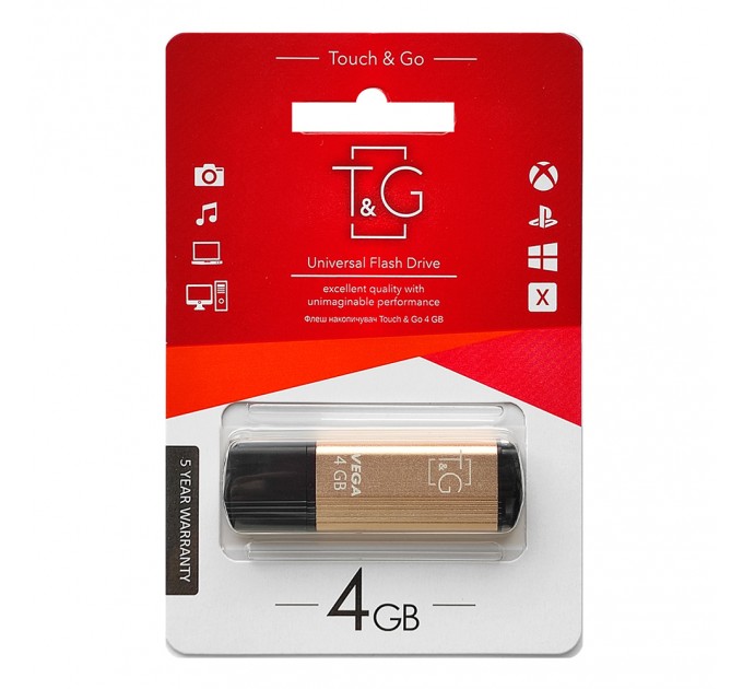 Флеш-накопичувач USB 4GB T&G 121 Vega Series Gold (TG121-4GBGD)