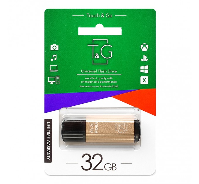 Флеш-накопичувач USB 32GB T&G 121 Vega Series Gold (TG121-32GBGD)