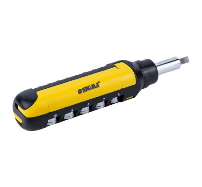 Набір викруток Sigma з реверсом + насадки торцеві та біти 1/4" 13шт CrV (4001931)