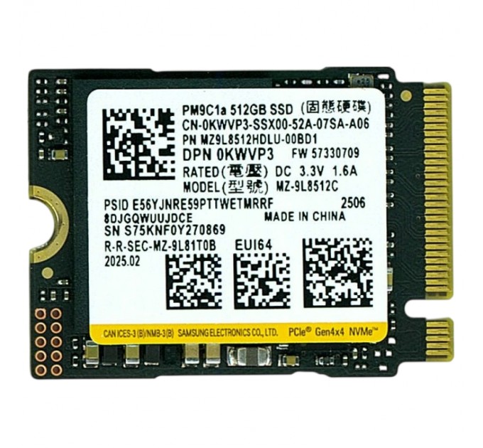 Накопичувач SSD 512GB Samsung M.2 2230 PCIe 4.0 x4 TLC (MZ-9L8512C)