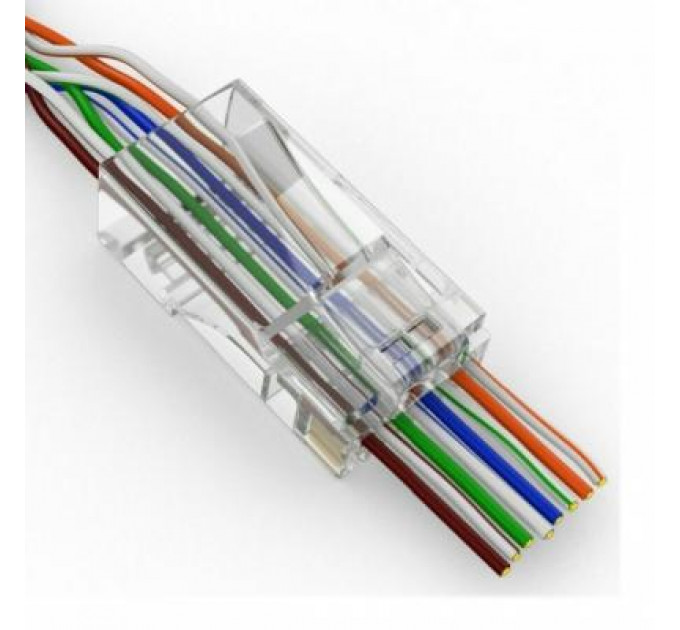 Конектор RJ45 cat.5e, наскрізні отвори, 50 шт Merlion (10565)