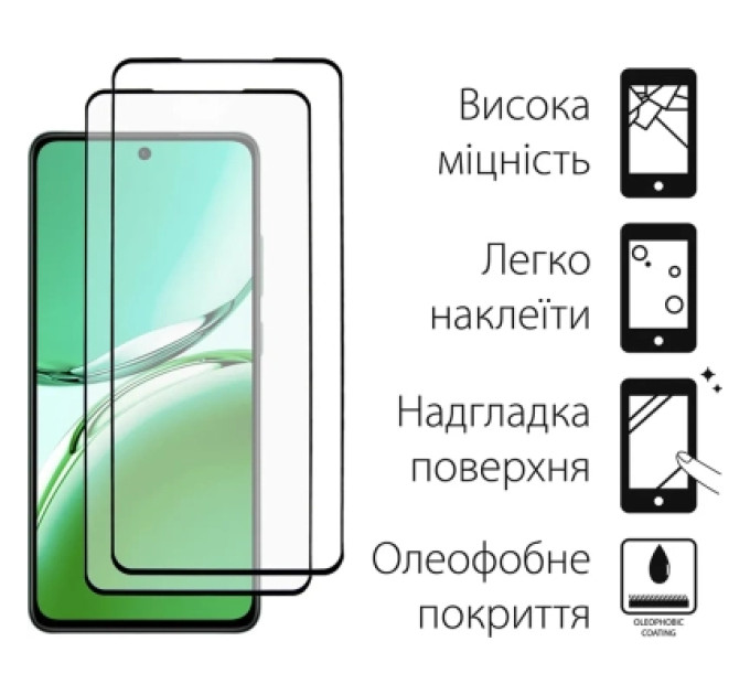 Dengos Чохол до мобільного телефона Dengos Oppo Reno 12F 4G Case Matte + 2 Glass (Black) (DG-CTG2P-19)