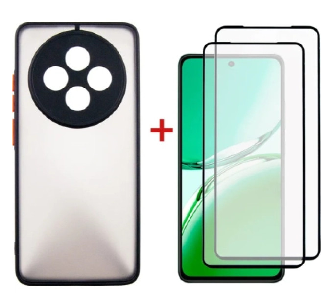 Dengos Чохол до мобільного телефона Dengos Oppo Reno 12F 4G Case Matte + 2 Glass (Black) (DG-CTG2P-19)