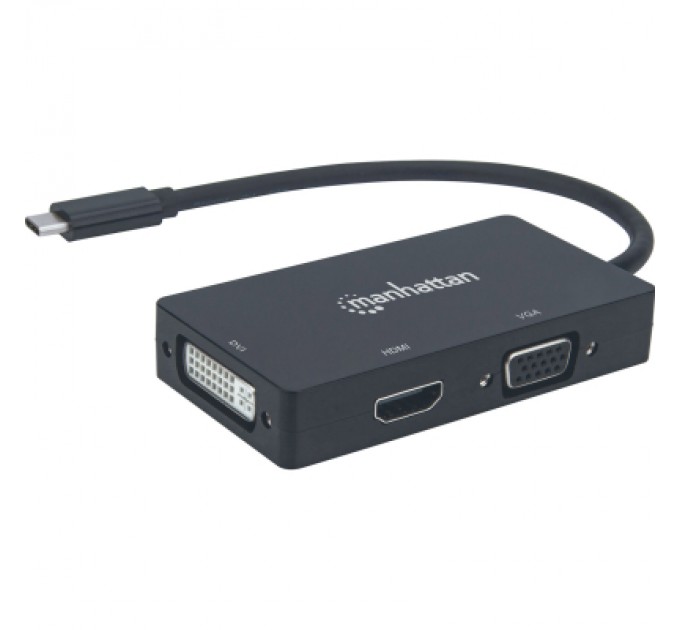 Intracom Концентратор Intracom USB3.1 Type-C to HDMI/DVI-I/VGA Black Manhattan (152983)
