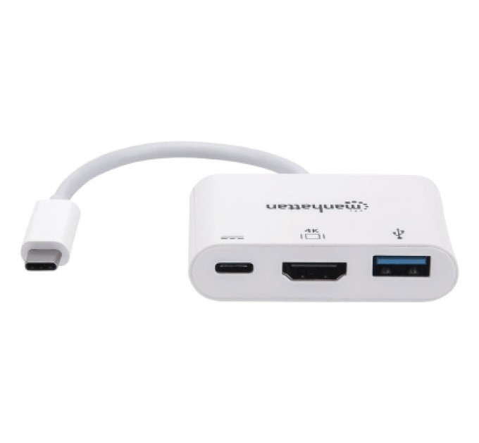 Intracom Концентратор Intracom USB3.1 Type-C to HDMI/USB 3.0/PD 60W 4-in-1 White Manhattan (152945)
