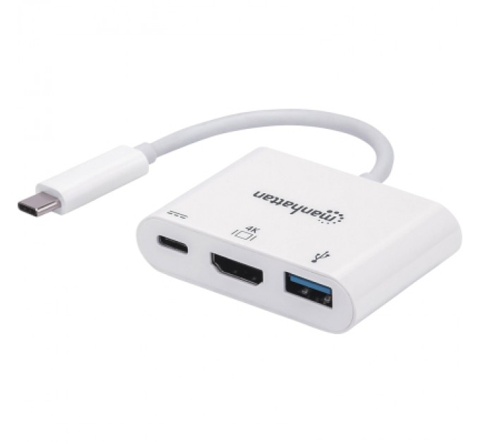 Intracom Концентратор Intracom USB3.1 Type-C to HDMI/USB 3.0/PD 60W 4-in-1 White Manhattan (152945)
