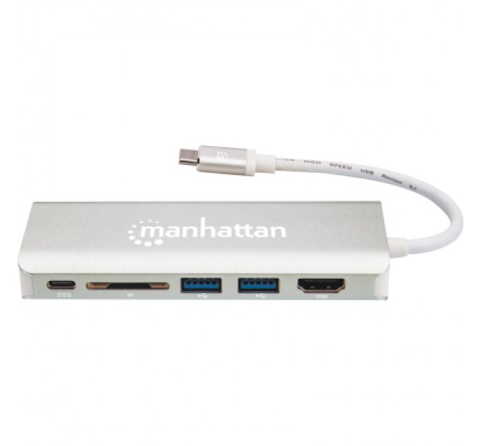 Intracom Концентратор Intracom USB3.1 Type-C to HDMI/USB 3.0x2/RJ45/SD/PD 60W Hub 7-in-1 Manhattan (152075)