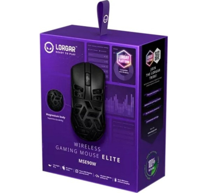 Lorgar Мишка Lorgar Elite MSE90W Wireless/Bluetooth Black (LRG-MSE90W-BK)