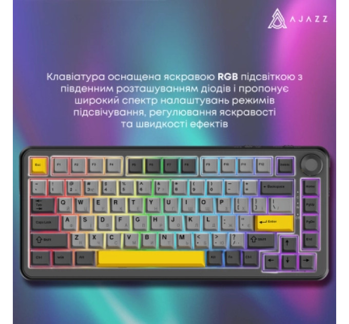 Ajazz Клавіатура Ajazz AK820 MAX PLUS Daydream Switch RGB Wireless/Bluetooth/USB Black (AK820MAX-DD-BGY)