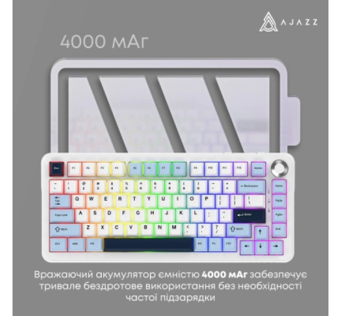 Ajazz Клавіатура Ajazz AK820 MAX PLUS Daydream Switch RGB Wireless/Bluetooth/USB White (AK820MAX-DD-BWD)