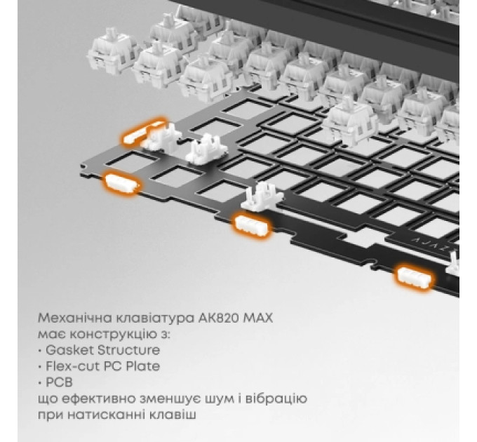 Ajazz Клавіатура Ajazz AK820 MAX PLUS Daydream Switch RGB Wireless/Bluetooth/USB White (AK820MAX-DD-BWD)