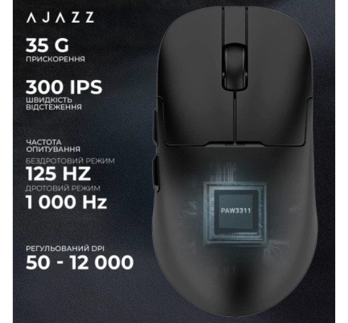 Ajazz Мишка Ajazz AJ159P MC Wireless/Bluetooth/USB Charging Dock Black (AJ159P-MC-B)