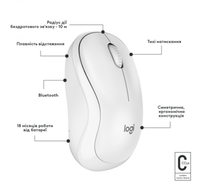 Мишка Logitech M240 Silent Bluetooth Off-White (910-007120)