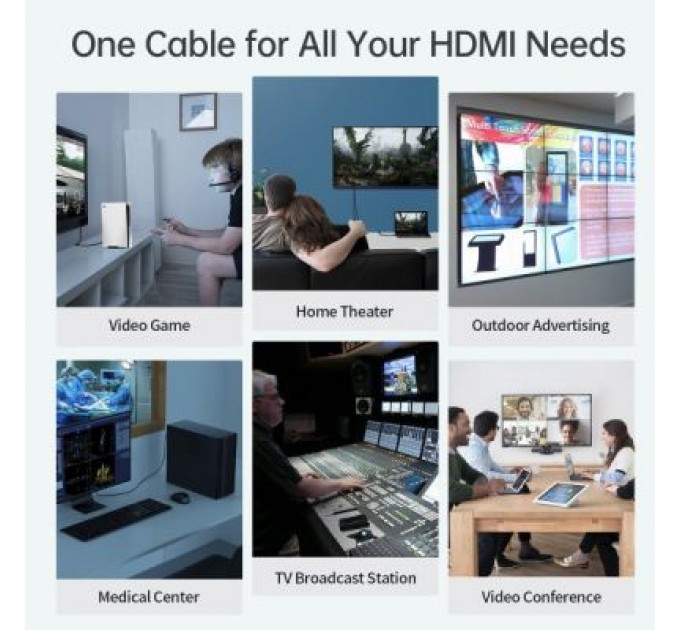 Кабель мультимедійний HDMI to HDMI 2.0m V.2.1 8K 60Hz HDR10 HLG 48Gbps YUV 444 Choetech (XHH-TP20)