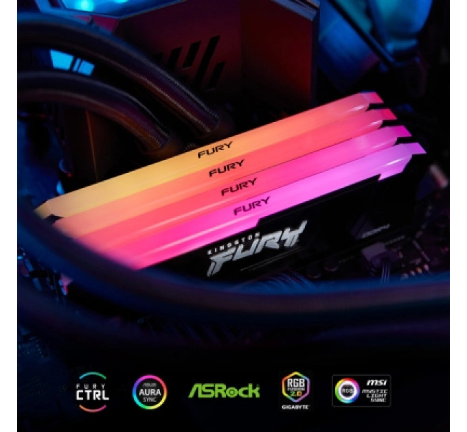 Kingston Fury (ex.HyperX) Модуль пам'яті для комп'ютера DDR4 32GB (2x16GB) 3200 MHz Beast RGB Black Kingston Fury (ex.HyperX) (KF432C16BB12AK2/32WP)