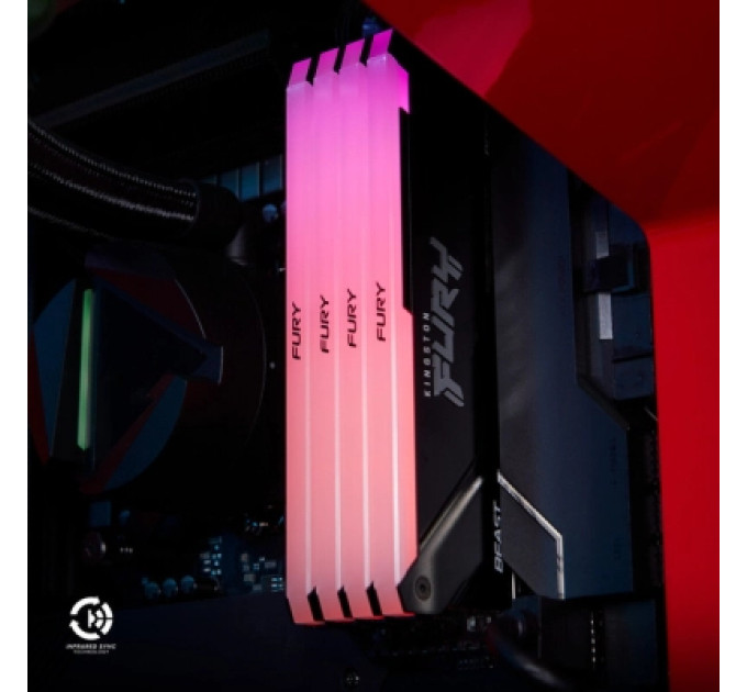 Kingston Fury (ex.HyperX) Модуль пам'яті для комп'ютера DDR4 32GB (2x16GB) 3200 MHz Beast RGB Black Kingston Fury (ex.HyperX) (KF432C16BB12AK2/32WP)