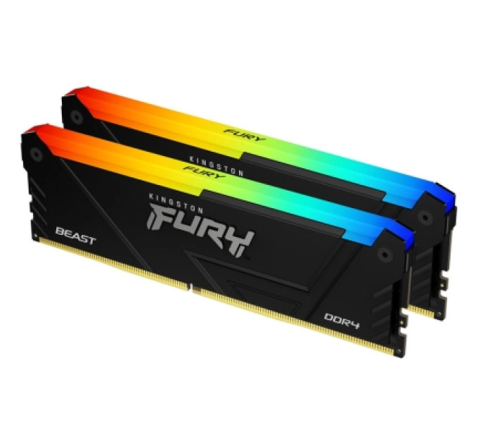 Kingston Fury (ex.HyperX) Модуль пам'яті для комп'ютера DDR4 32GB (2x16GB) 3200 MHz Beast RGB Black Kingston Fury (ex.HyperX) (KF432C16BB12AK2/32WP)