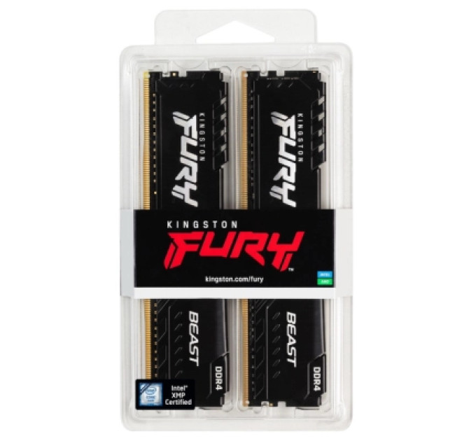 Kingston Fury (ex.HyperX) Модуль пам'яті для комп'ютера DDR4 32GB (2x16GB) 3200 MHz Beast Black Kingston Fury (ex.HyperX) (KF432C16BB1K2/32WP)