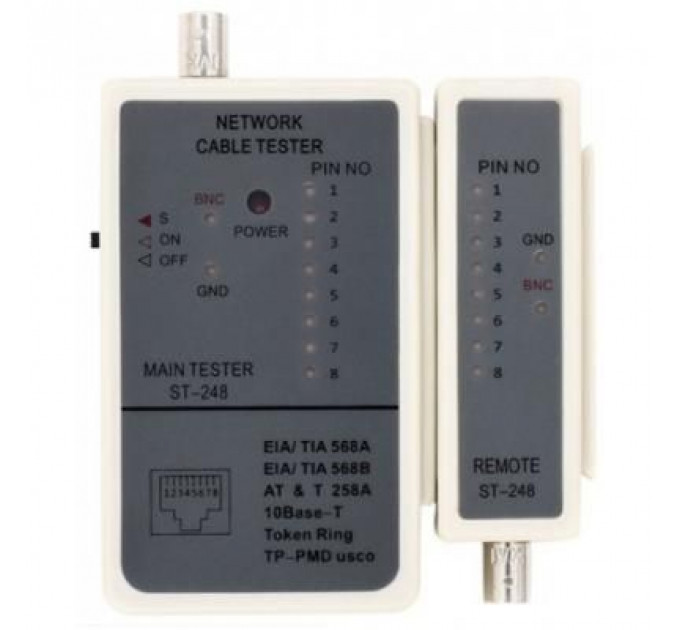 Тестер кабельний RJ-45 + BNC Merlion (ST-248BNC)