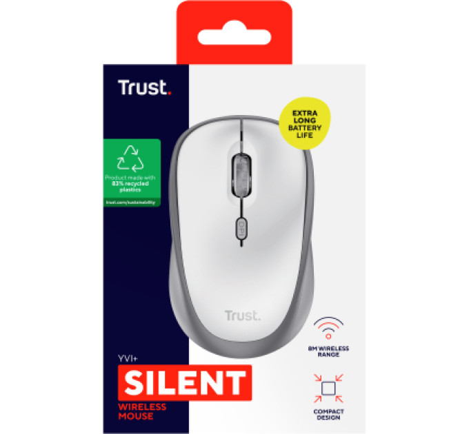 Trust Мишка Trust Yvi+ Silent Wireless/Bluetooth White (25513)
