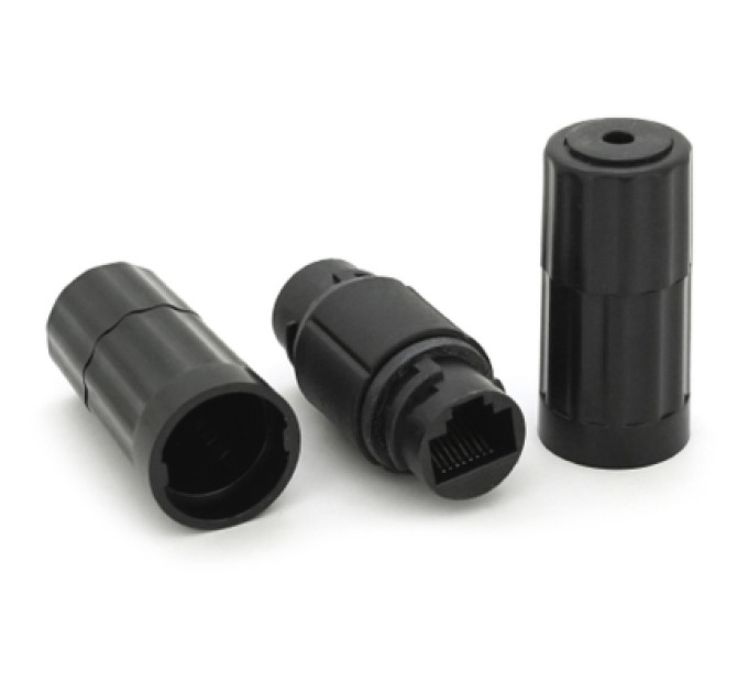 Voltronic Зрощувач Voltronic 1+1 RJ45 UTP 5e 8P8C IP68, black (16628)