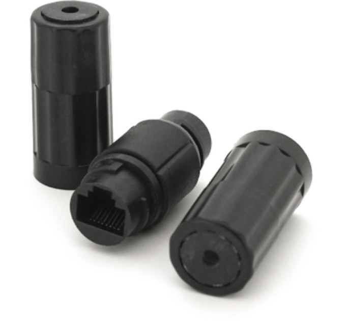 Voltronic Зрощувач Voltronic 1+1 RJ45 UTP 5e 8P8C IP68, black (16628)