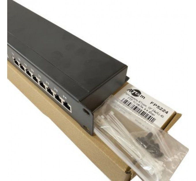 Патч-панель Atcom 19" 24 порта FTP 1U cat.5e with cable organizer (FP5224)