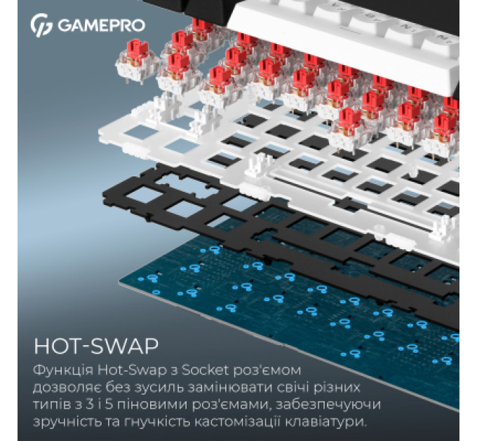 GamePro Клавіатура GamePro Asgard Valhalla MK160B Pro 75 RGB Wireless/Bluetooth/USB Black (MK160B Pro)