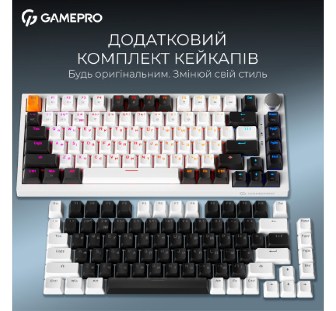 GamePro Клавіатура GamePro Asgard Valhalla MK160W Pro 75 RGB Wireless/Bluetooth/USB White (MK160W Pro)