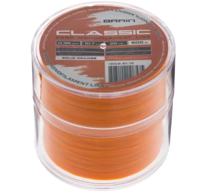 Brain Волосінь Brain Classic Carp Line (solid orange) 600m 0.35mm 25lb 10.7kg (1858.81.12)
