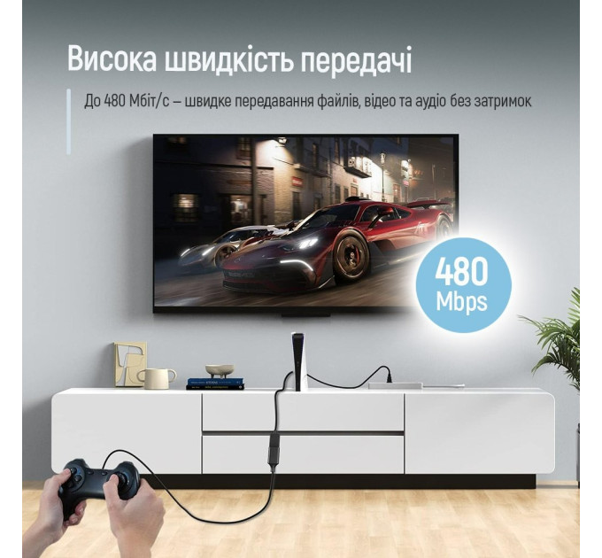 ColorWay Кабель ColorWay USB - USB V 2.0 (M/F), 1.8 м, Black (CW-CBUF076-BK)