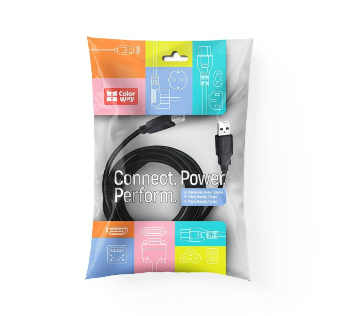 ColorWay Кабель ColorWay USB - USB Type-B V 2.0 (M/M), 3 м, Black (CW-CBUB073-BK)