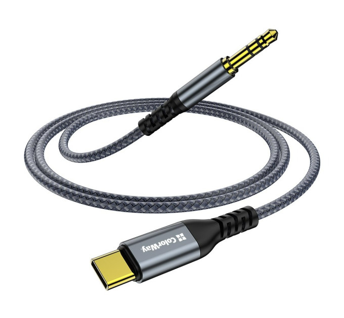 ColorWay Адаптер ColorWay USB Type-C - 3.5 мм (M/M), 1.2 м, Gray (CW-CBPDJ071-G)