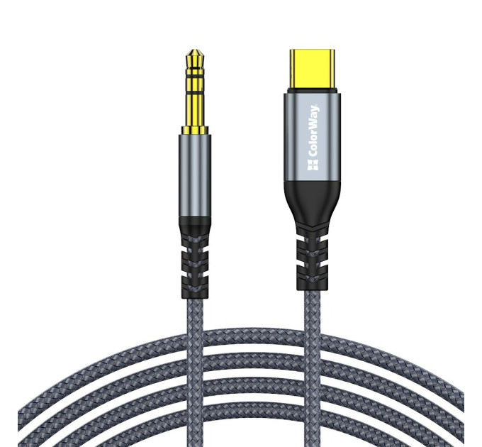 ColorWay Адаптер ColorWay USB Type-C - 3.5 мм (M/M), 1.2 м, Gray (CW-CBPDJ071-G)