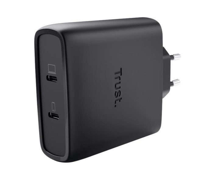 Trust Зарядний пристрій Trust 2xUSB-C 100W GaN PD/PPS black (25527_TRUST)