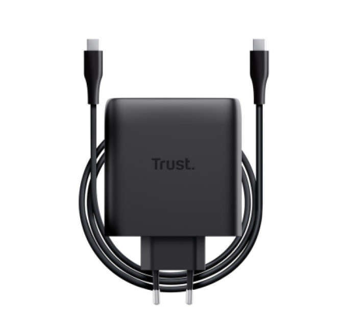 Trust Зарядний пристрій Trust 2xUSB-C 100W GaN PD/PPS black (25527_TRUST)