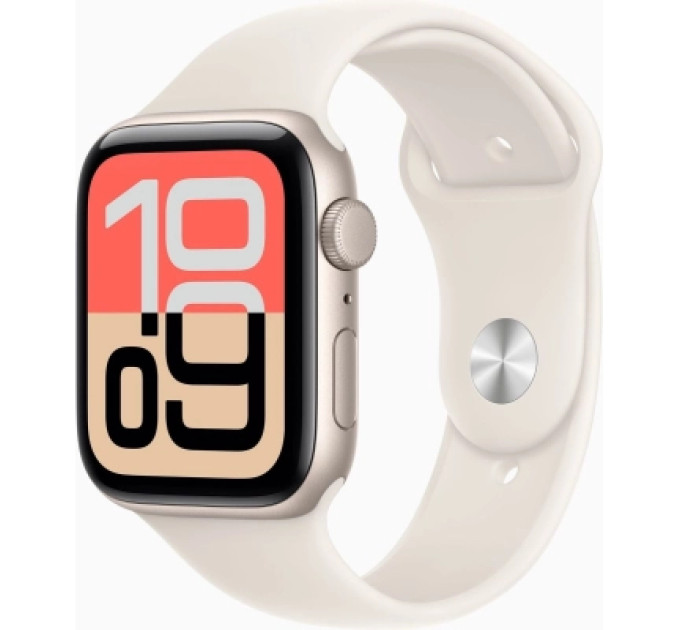 Apple Смарт-годинник Apple Watch SE 3 GPS 44mm Starlight Aluminium Case with Starlight Sport Band - M/L (MEHJ4RK/A)