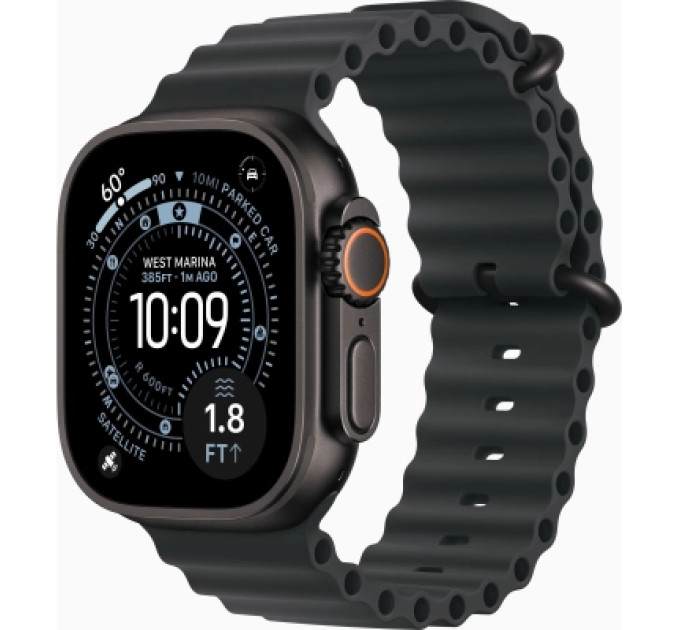 Apple Смарт-годинник Apple Watch Ultra 3 GPS + Cellular 49mm Black Titanium Case with Black Ocean Band (MF0J4QP/A)