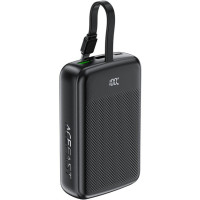 Батарея універсальна Acefast 20000mAh 22,5W PD, QC/3.0 USB-A+USB-C In/Out,build-in cable M14 Black (6974316283966)