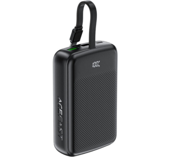 Acefast Батарея універсальна Acefast 20000mAh 22,5W PD, QC/3.0 USB-A+USB-C In/Out,build-in cable M14 Black (6974316283966)