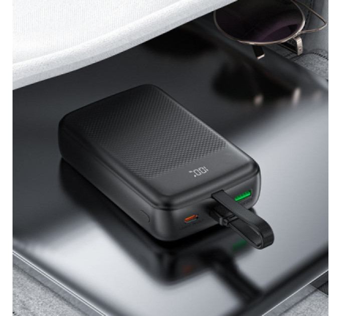 Acefast Батарея універсальна Acefast 20000mAh 22,5W PD, QC/3.0 USB-A+USB-C In/Out,build-in cable M14 Black (6974316283966)