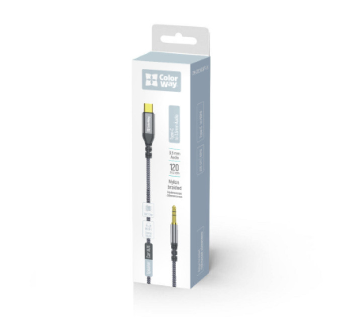 ColorWay Кабель мультимедійний USB-C to 3.5mm M 1.2m gray ColorWay (CW-CBPDJ071-G)