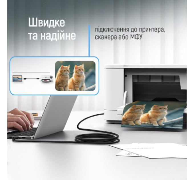 ColorWay Кабель для принтера USB 2.0 AM/BM 3.0m black ColorWay (CW-CBUB073-BK)