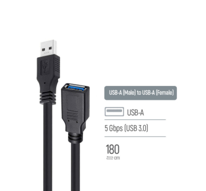 ColorWay Дата кабель USB 3.0 AM/AF 1.8m black ColorWay (CW-CBUF075-BK)