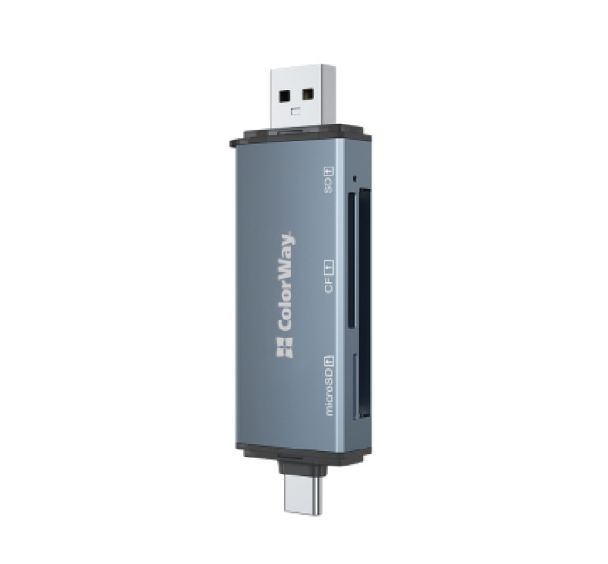 ColorWay Зчитувач флеш-карт ColorWay USB 2.0/USB-C to CF/SD/MicroSD (CW-CR-01)